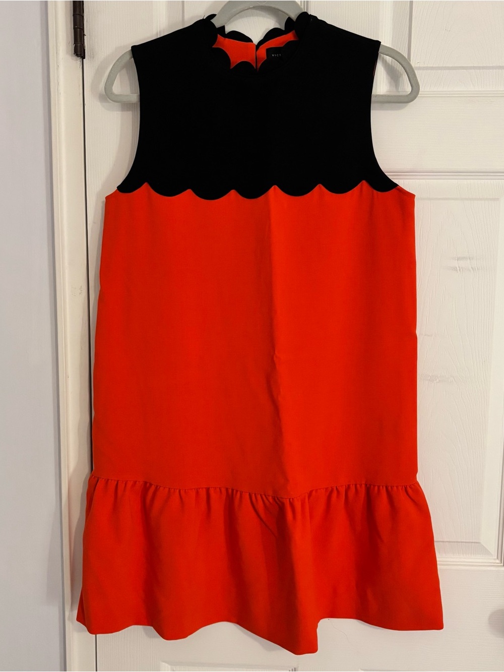 Victoria Beckham for Target Black and Orange Scalloped Neckline Dress